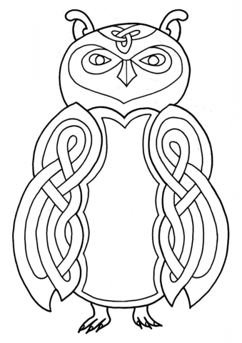 Celtic Owl Design Coloring Page